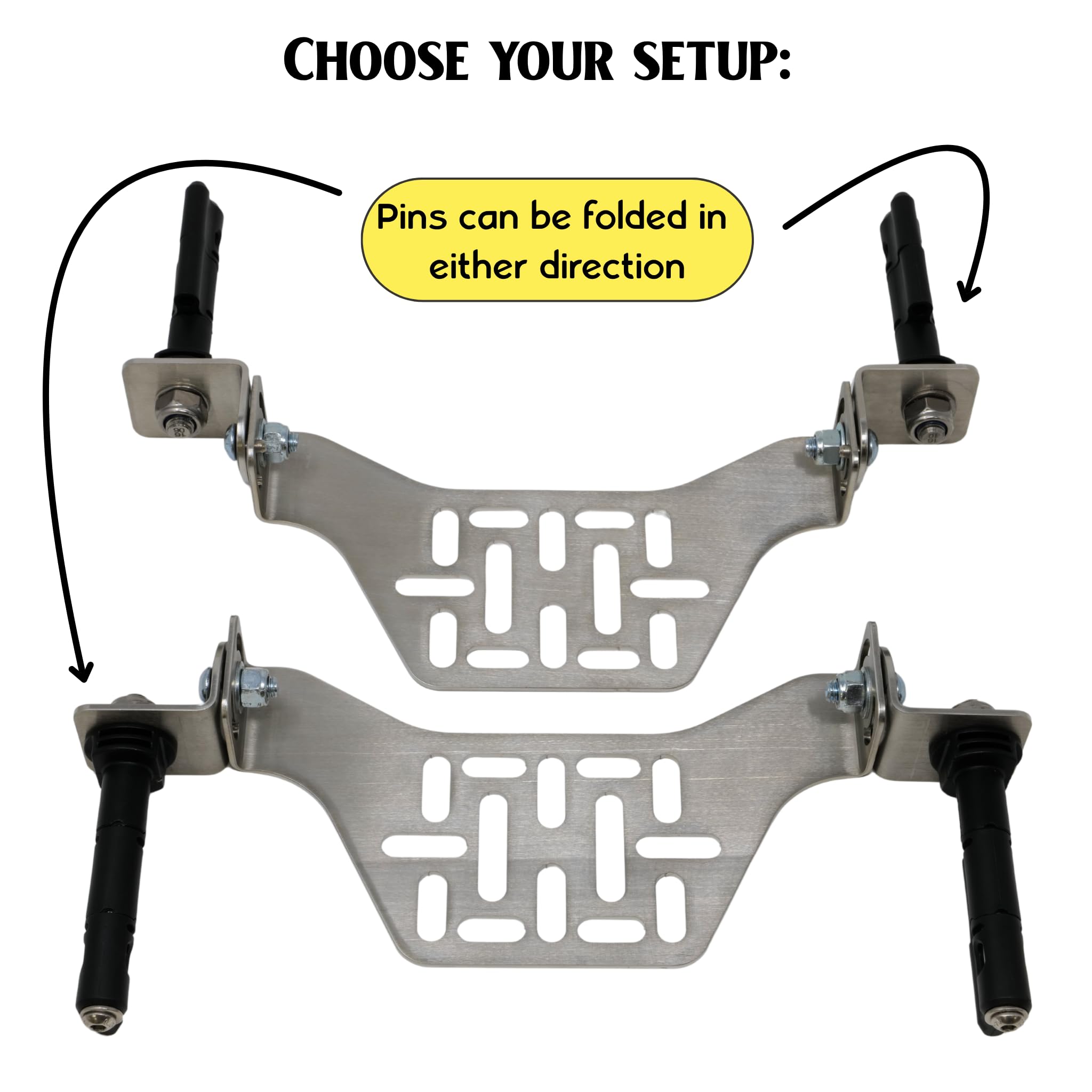 Overland Kitted Stealth Folding MaxTrax – inward/outward folding for adaptable rack layouts.