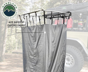 Overland Vehicle Systems HD Nomadic Car Side Shower Room aluminum arms extended.