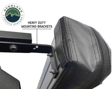 Overland Vehicle Systems HD Nomadic Car Side Shower Room silver interior lining reflects light for easier entry.