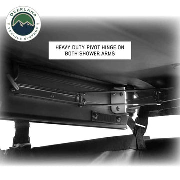 Pivot hinges with rubber stops protect the base during setup and storage.