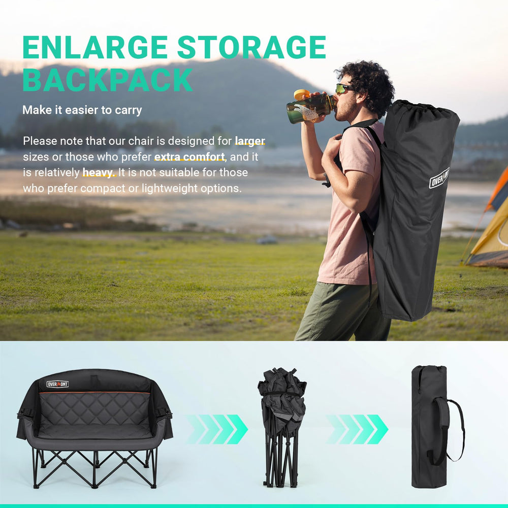 Overmont 850lbs capacity ensures stable seating during family outings and camping trips.