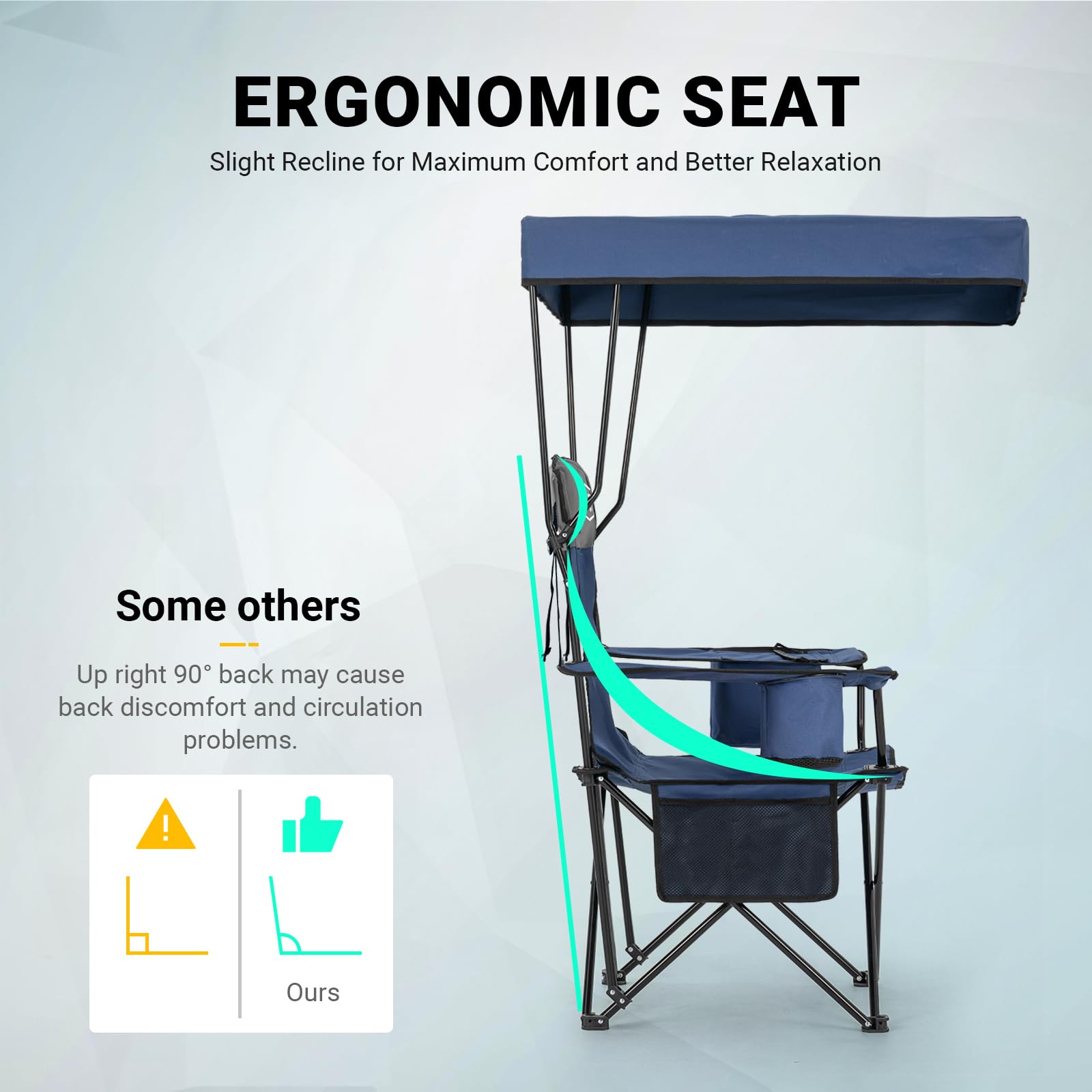 Overmont Beach Chair built-in cooler keeps drinks cool within reach.