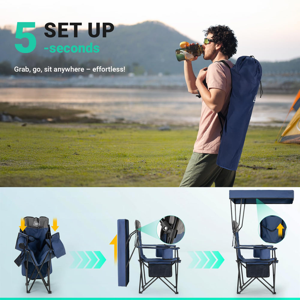 Overmont Beach Chair foldable design enables easy transport and quick setup.