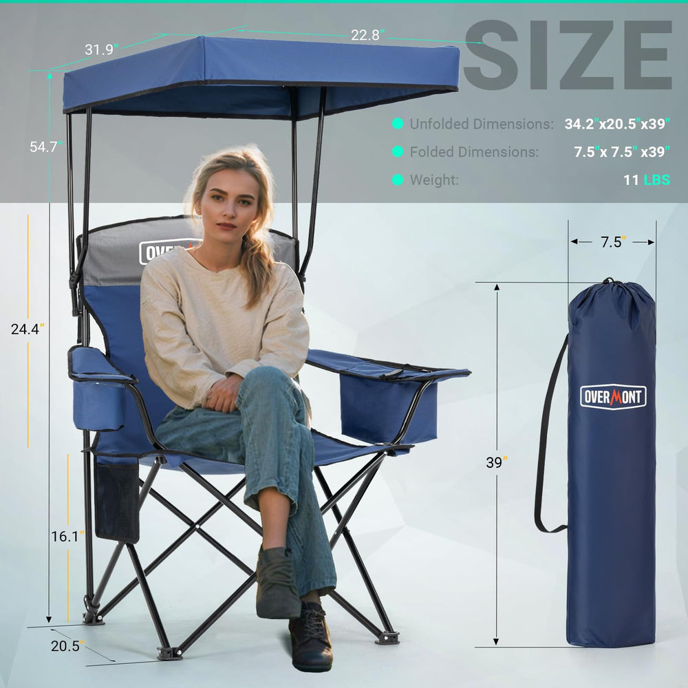 Overmont Beach Chair heavy-duty frame ensures reliable support at the shore.