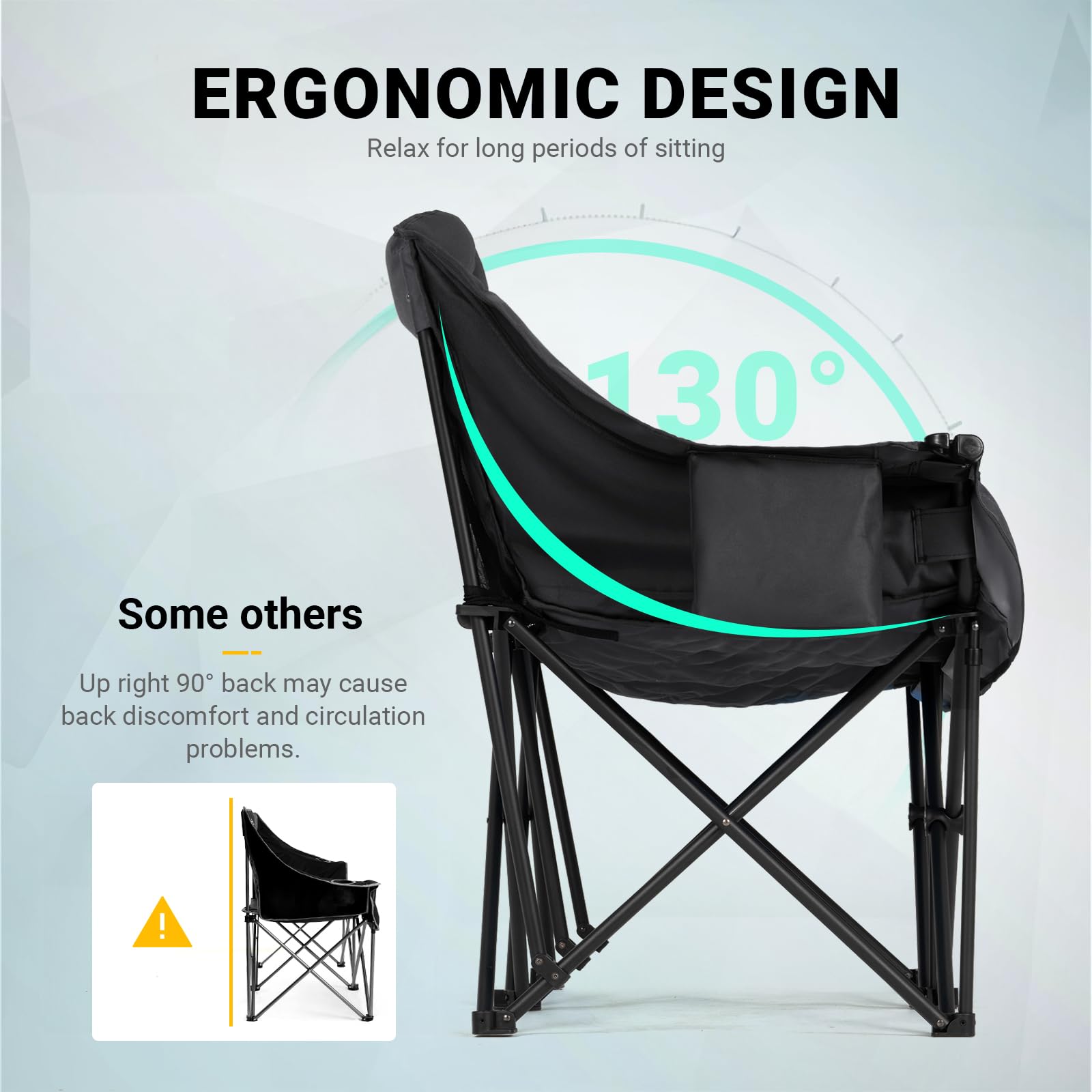 Overmont camping chair durable fabric 800D resists wear for long-lasting outdoor comfort.