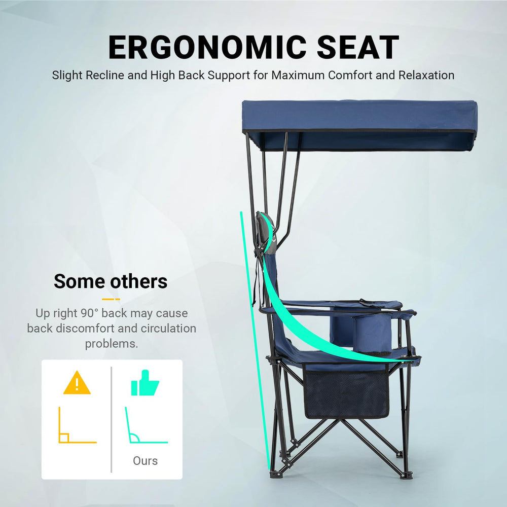 Overmont camping chair's oversized cup holder fits bottles and tumblers securely.