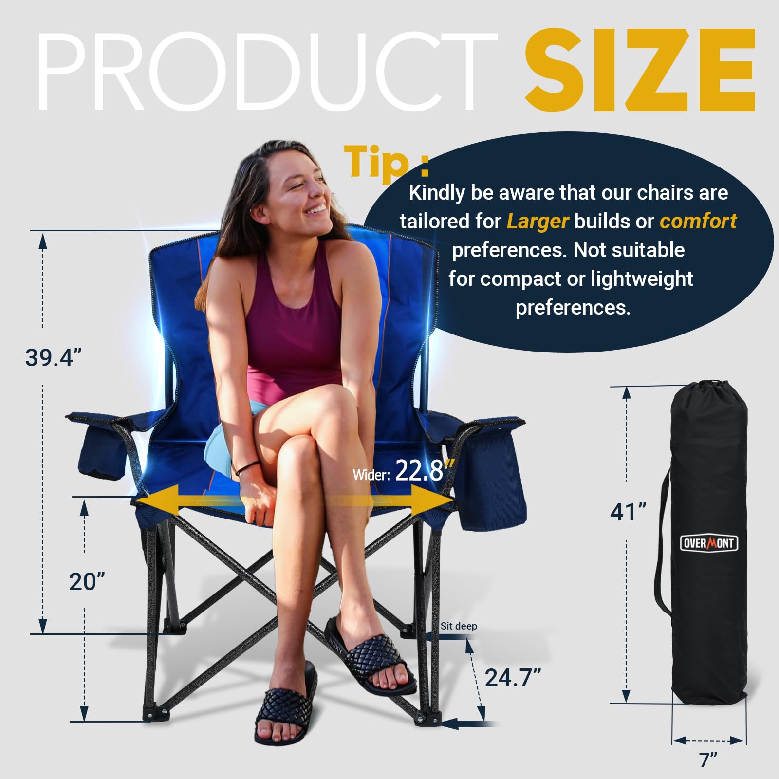 Overmont chair cushion close-up highlights padded backrest for all-day seating.