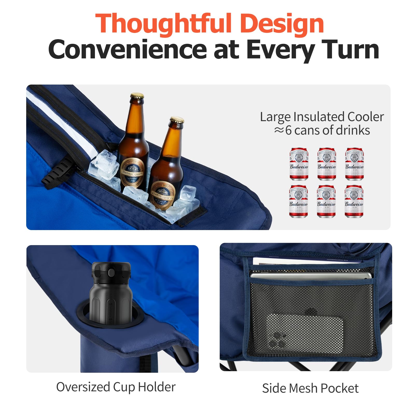 Overmont large cooler bag keeps drinks cold on outdoor trips.