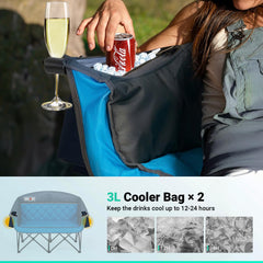Overmont Oversized Double Camping Chair folding storage bag demonstrates easy transport