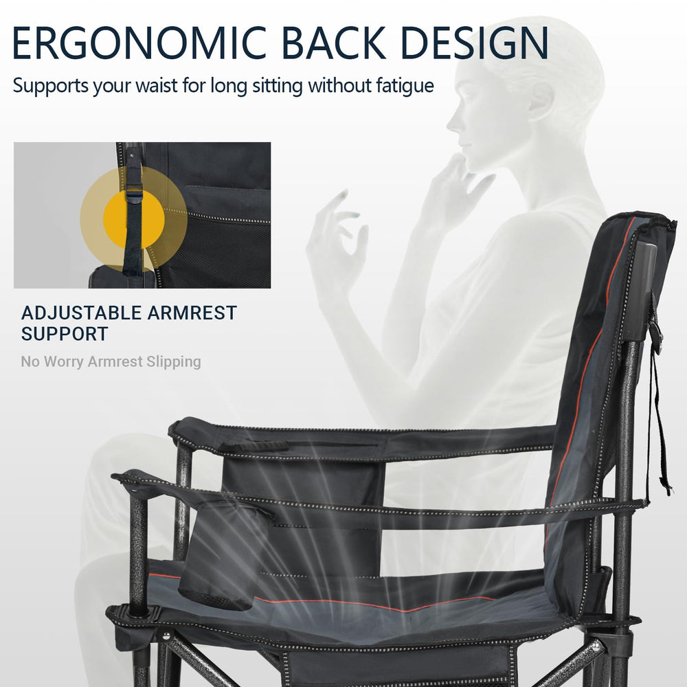 Overmont folded chair with compact size for easy travel.