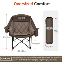 Overmont chair cup holder demonstrates easy access for drinks during outdoor activities.