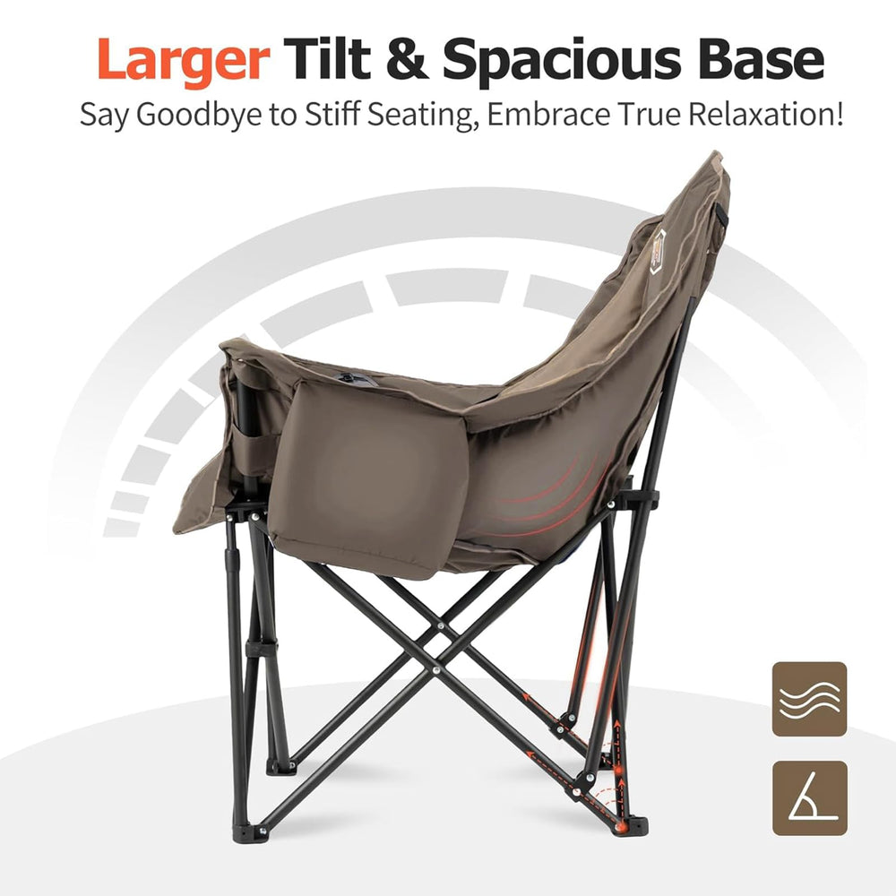 Overmont chair in use during backyard gathering demonstrates roomy seating.
