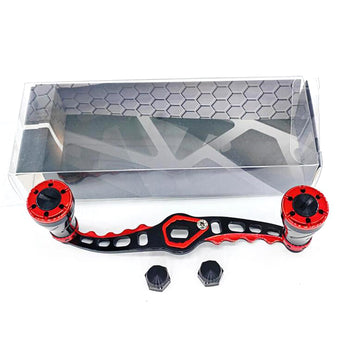 OVERTOYOU red aluminum alloy reel handle enhances control and durability during fishing.