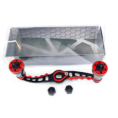 OVERTOYOU red aluminum alloy reel handle enhances control and durability during fishing.