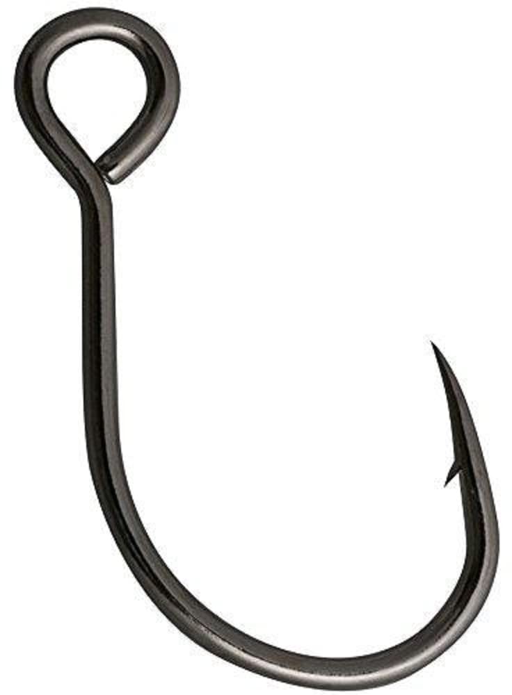 Owner 4101-101 single replacement hook closeup with black chrome finish for reliable treble replacement