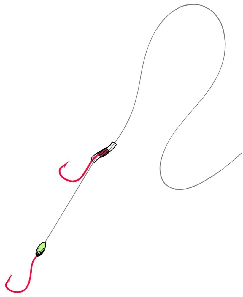 Owner 5212-413 dual walleye hook with adjustable lead and green glow bead attracts finicky walleyes