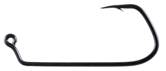 Owner 5304 deep-throat jig hook in black chrome with wide gap for porkrind rigs