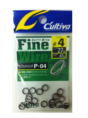 Split ring fine wire 4 in silver metal - front view