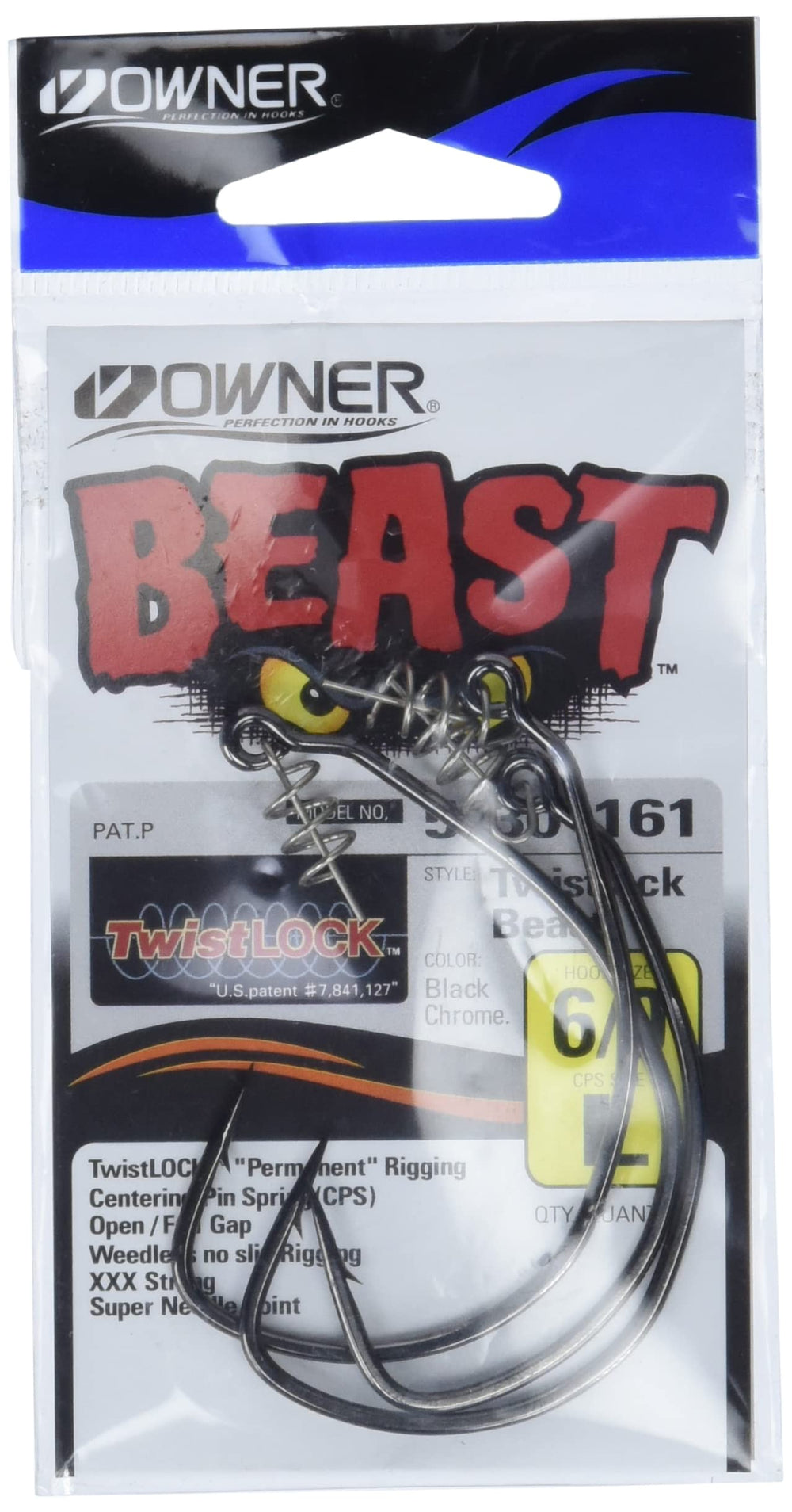 Owner American Beast Soft Bait Hook unweighted frame ready for clip-on weights.