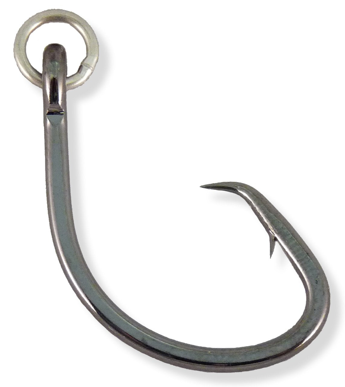 Owner Mutu circle hook 1/0 with welded ring for stronger saltwater fishing.