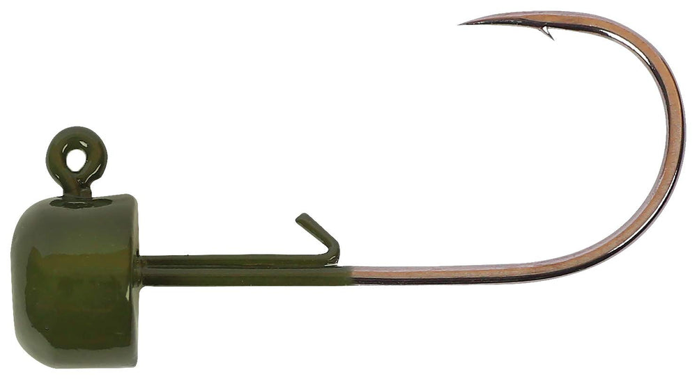 Owner Block Head Green Pumpkin Jig Head 1/32oz 4-Pack