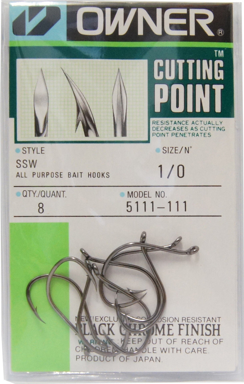 Owner Cutting Point hook Black #2 black chrome finish resists corrosion