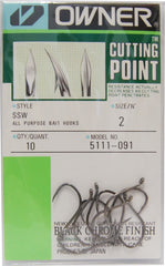 Owner Cutting Point hook Black #2 close-up for saltwater trolling