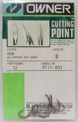 Owner Cutting Point hook Black #2 up-eyed forged shank for strength