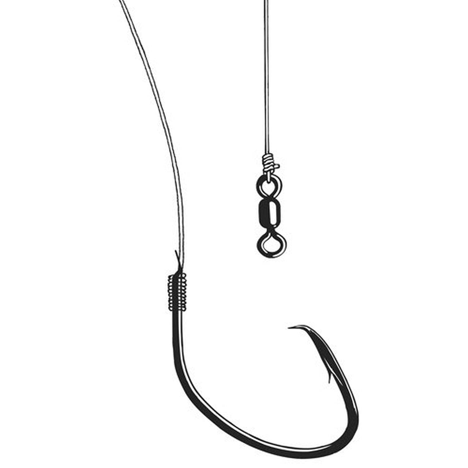 Owner Ghost fluorocarbon leader with Mutu Light circle hook for clear-water finesse.