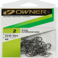 Owner SSW black #2 needle point hook pro pack for precise baiting and rigging.