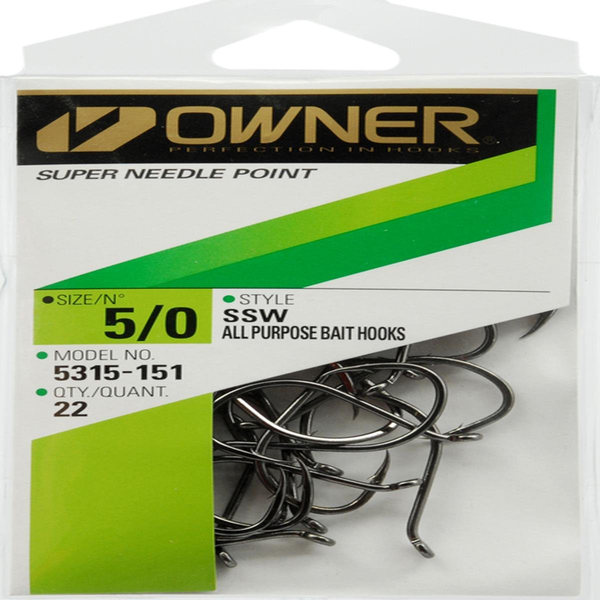 Owner SSW Needle Point Hooks black 5/0 Pro-Pk for quick baiting and secure rigs
