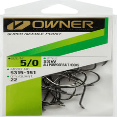 Owner SSW Needle Point Hooks black 5/0 Pro-Pk for quick baiting and secure rigs