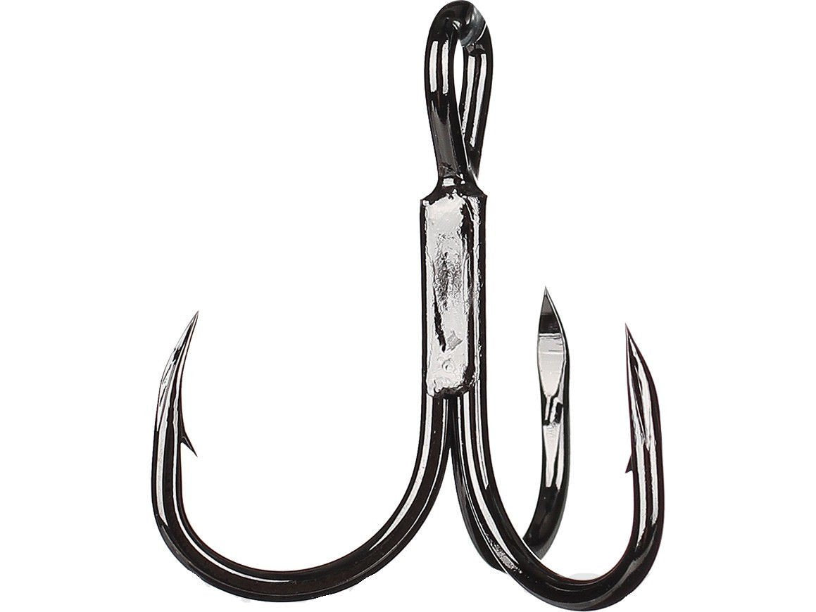 Owner Stinger Treble ST-41BC 2X hook in black chrome finish, ideal for heavy freshwater and saltwater lures