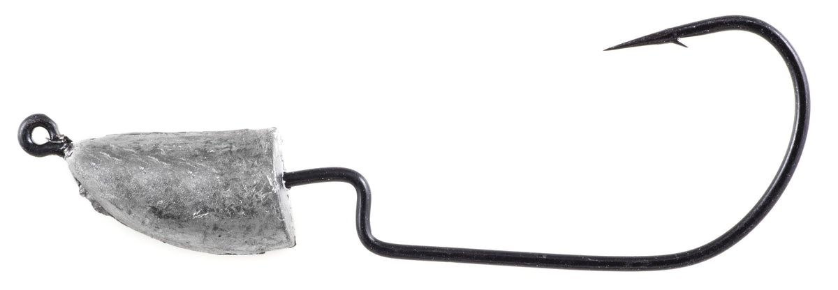 Owner Ultrahead bullet jighead in black 1/8 oz; ideal for Slider Rig and Texas Rig setups.