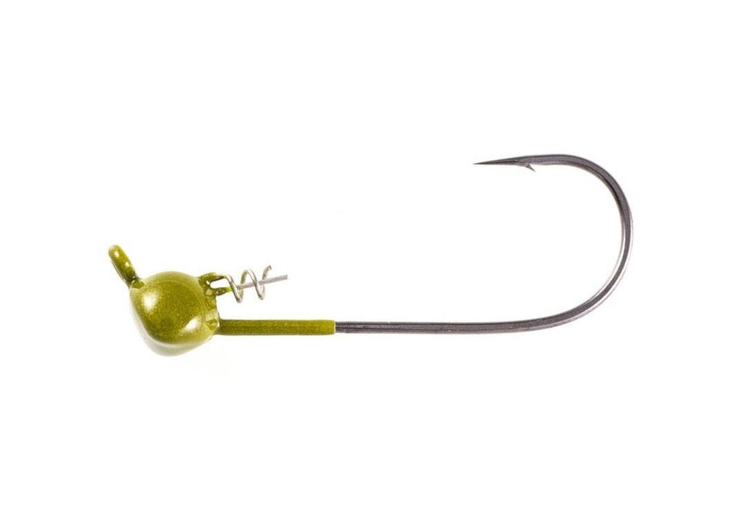 Owner Ultrahead Shaky Head Hook in Green Pumpkin for precise nose-down bait presentation on weedless Texas rigs.