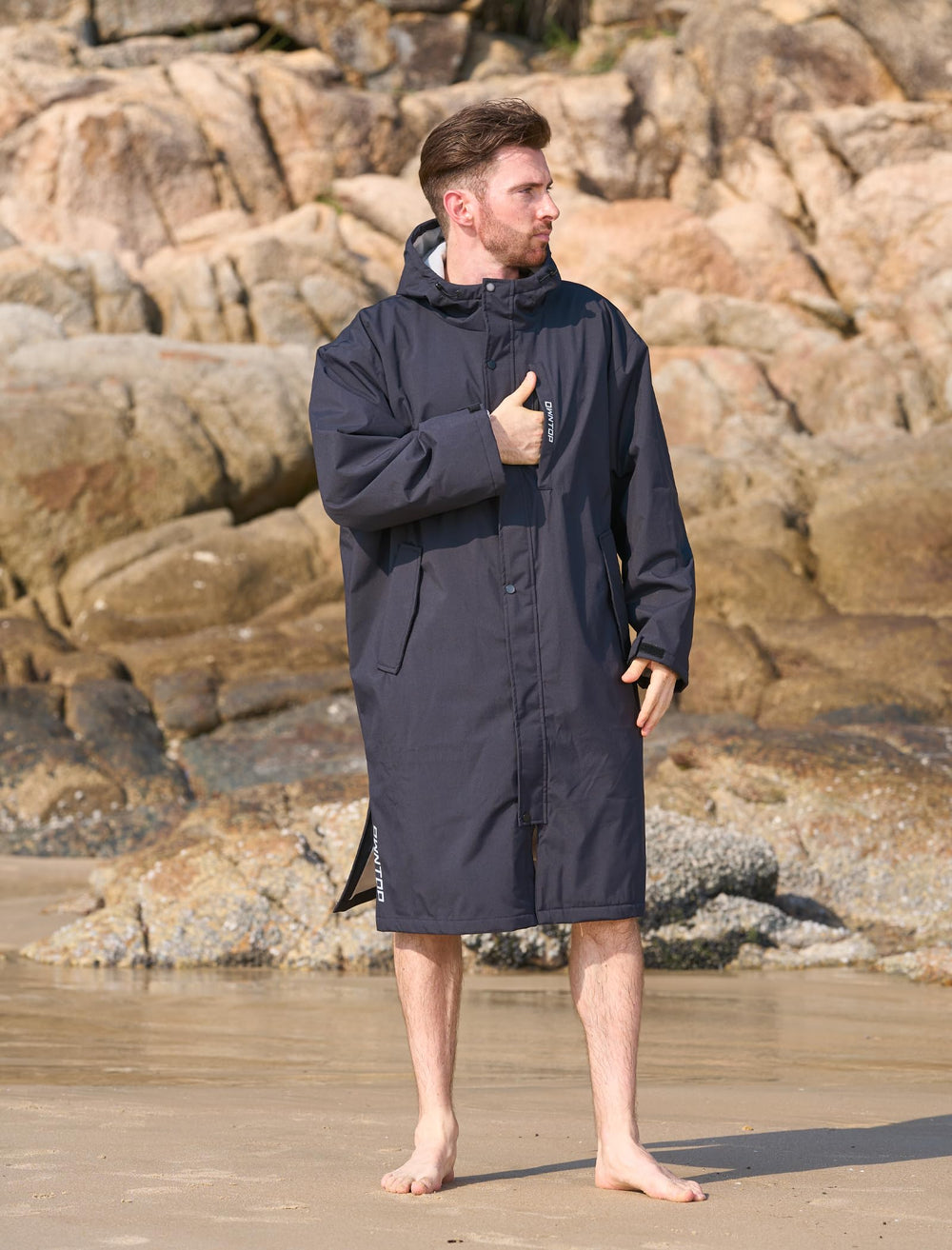 Owntop Swim Parka oversized fit chest pocket detail emphasizes secure place for phone.