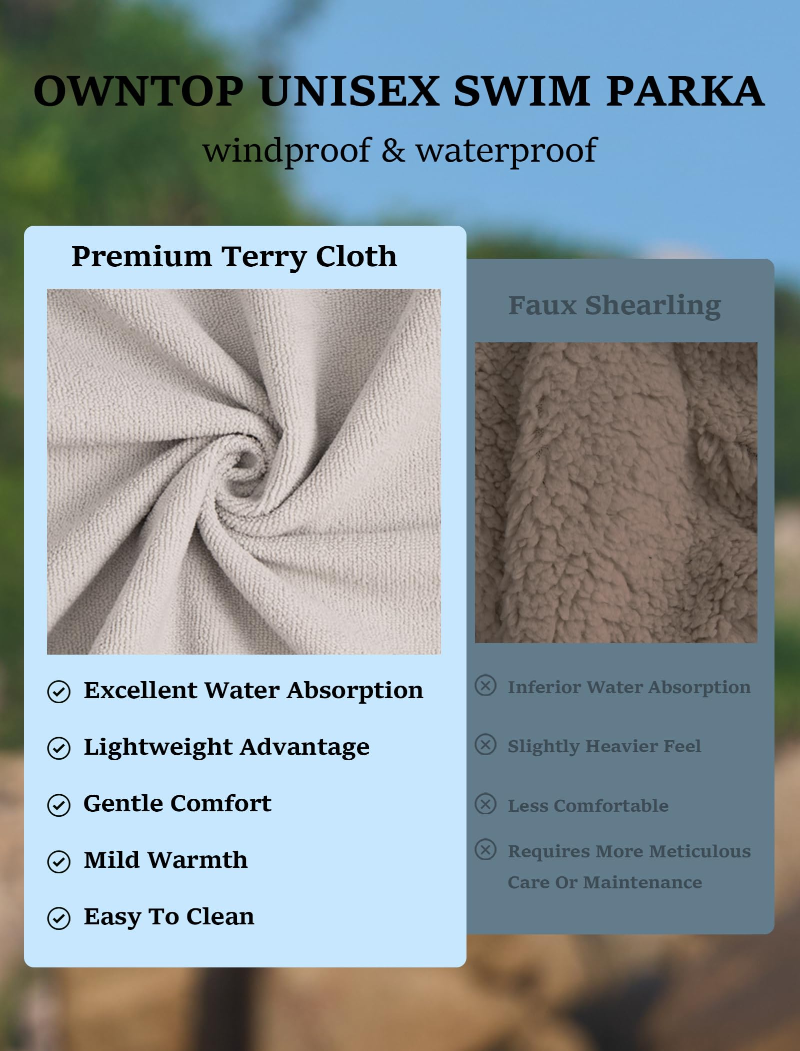 Owntop Swim Parka waist pockets keep small items secure near the shore.
