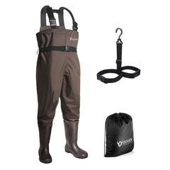OXYVAN Chest Waders setup shows complete waterproof protection for river fishing and outdoors.