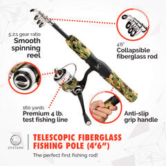 OYSTERN 62-piece tackle kit layout showing diverse lures and hooks for beginners.