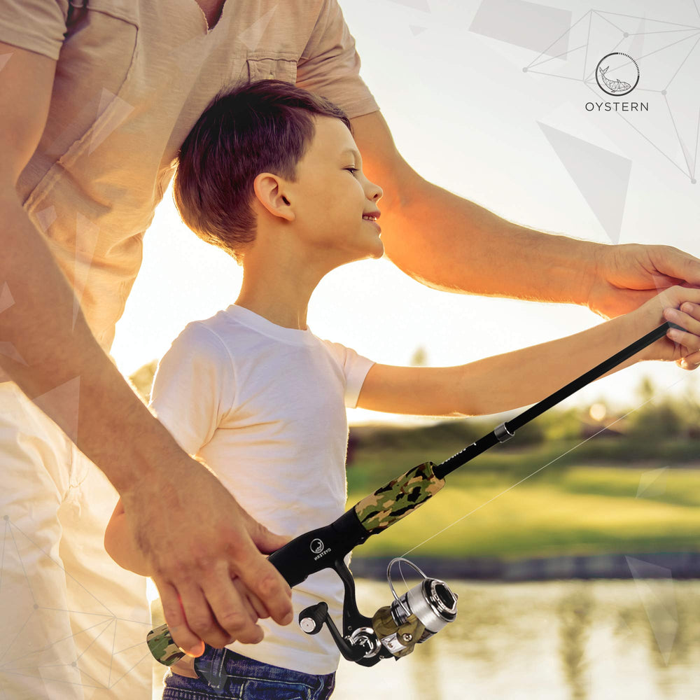OYSTERN kid-friendly fishing setup ready for dock, lake, or pond outings.