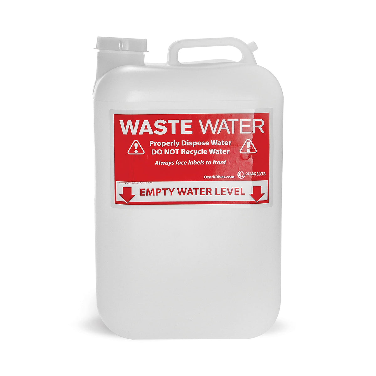 Ozark River portable sink 6-gallon waste water tank with label and cap for easy disposal