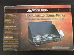 Ozark Trail 2 Burner Camp Stove cooking surface, ideal for large pots during camping trips