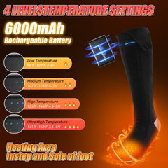 OZERO heated socks showing 360 degree heating for full foot warmth