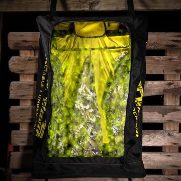 Ozonics DriWash bag collapsed size demonstrates compact portability for packing.