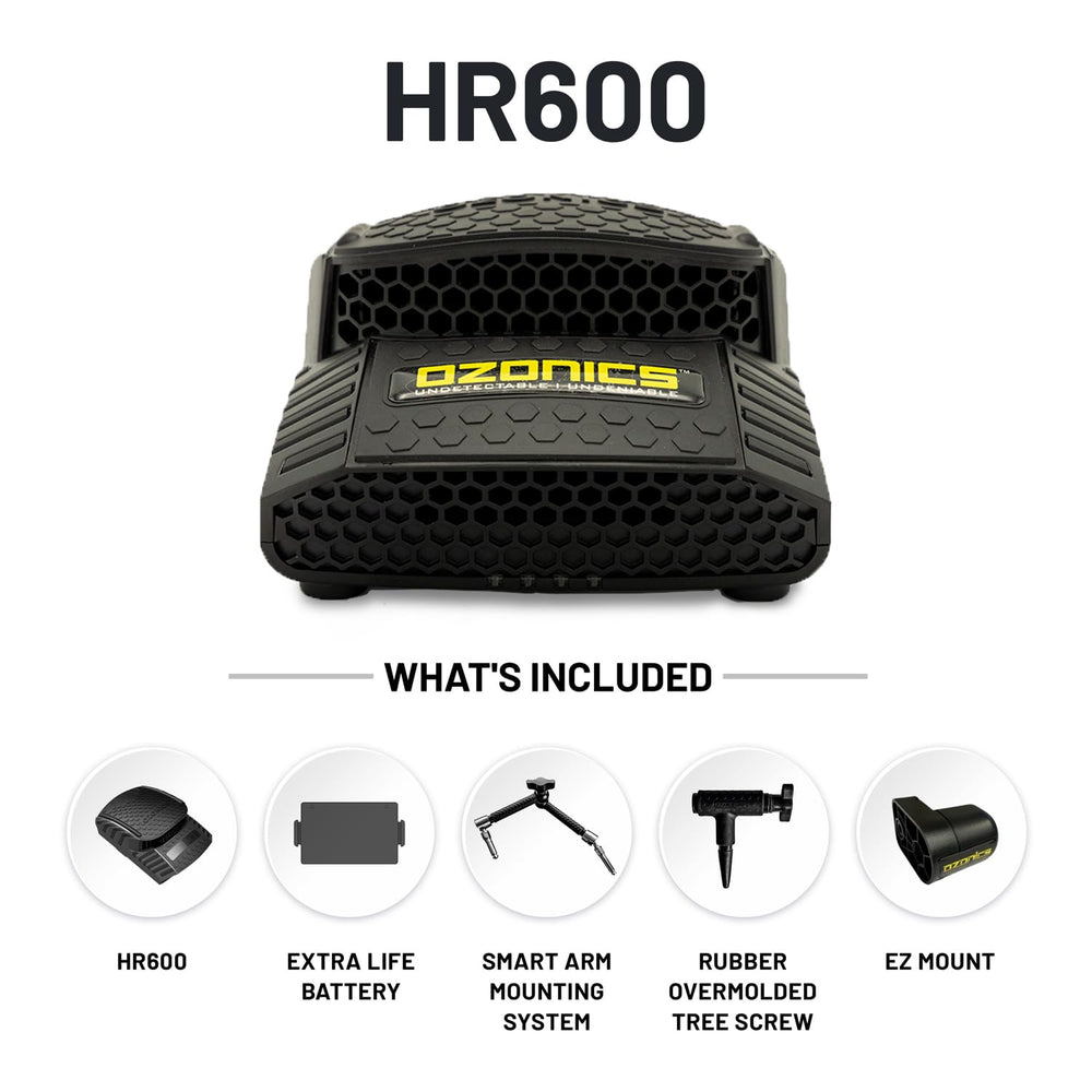 Ozonics HR-600 XL battery on-board charger supports long hunting sessions.
