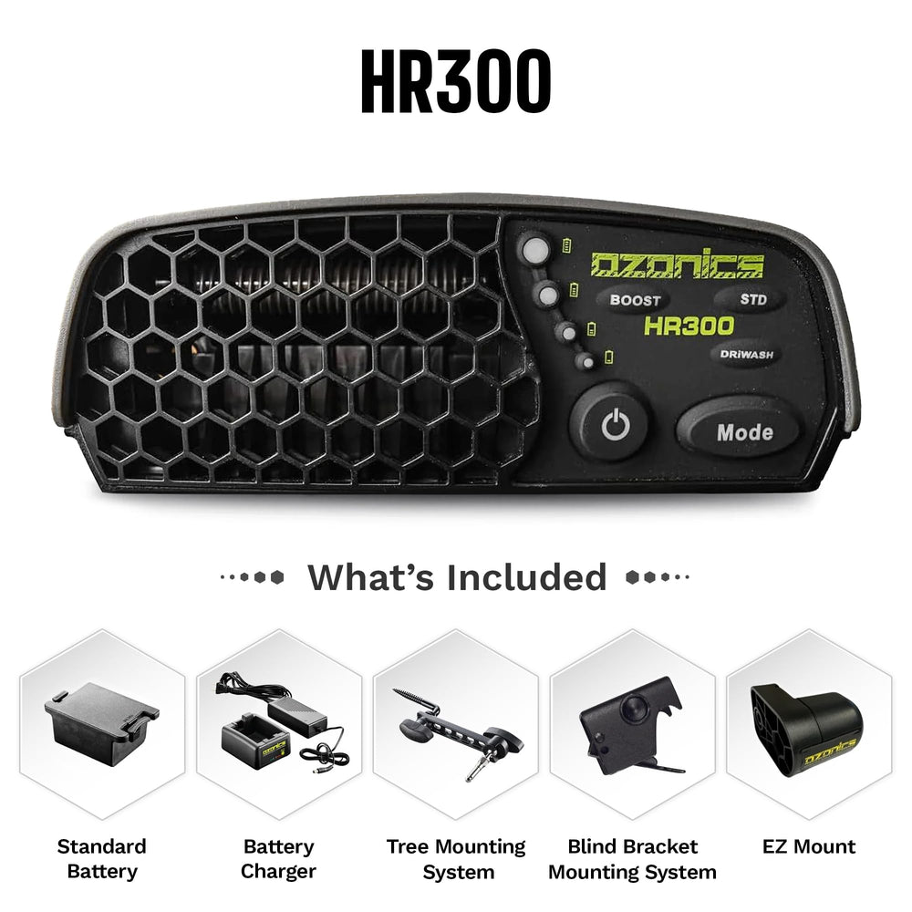 Ozonics HR300 boost mode activation for field-ready odor reduction.