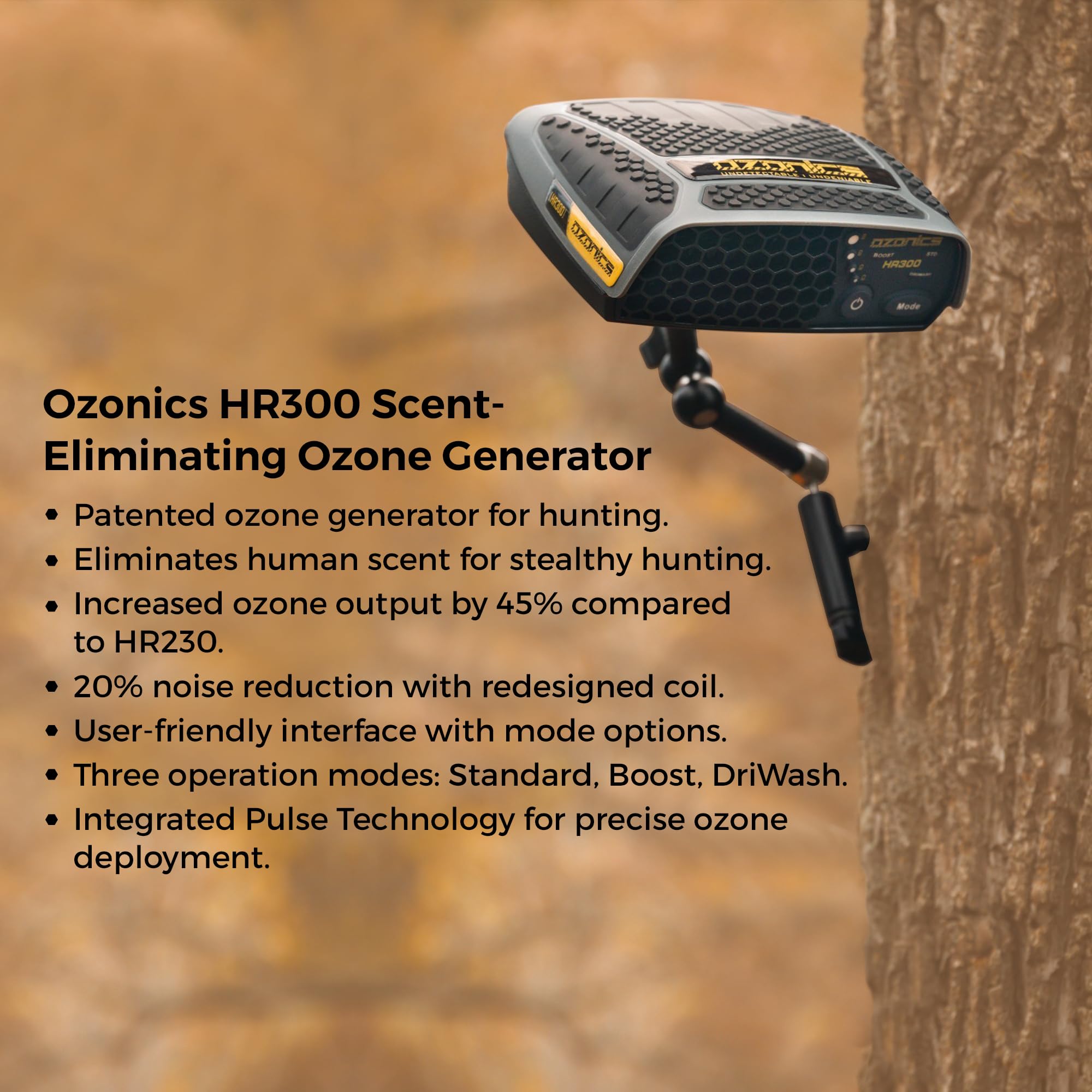 Ozonics HR300 standard mode operation showing reliable scent elimination.
