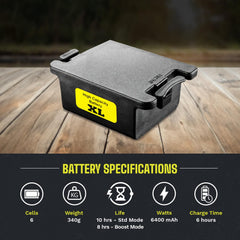 Ozonics SG-BA03XL runtime in standard mode up to 10 hours for all-day hunts