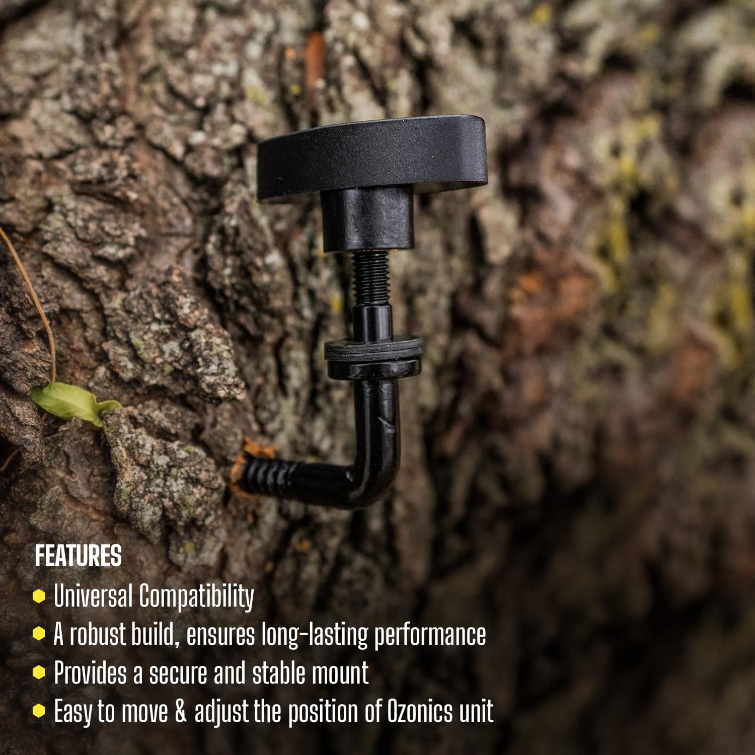 Ozonics SG-MDSP ergonomic threaded screw facilitates easy installation on various trees.