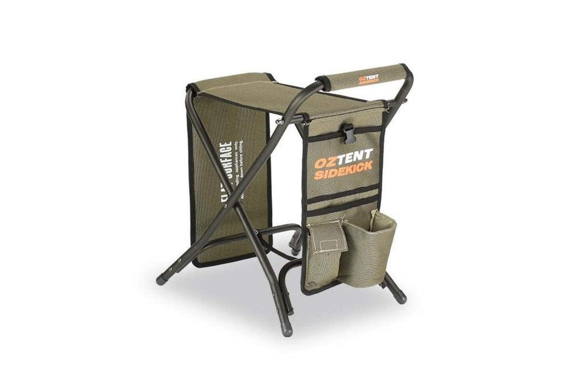 OzTent Sidekick stool ideal for camping, portable seating and quick setup.